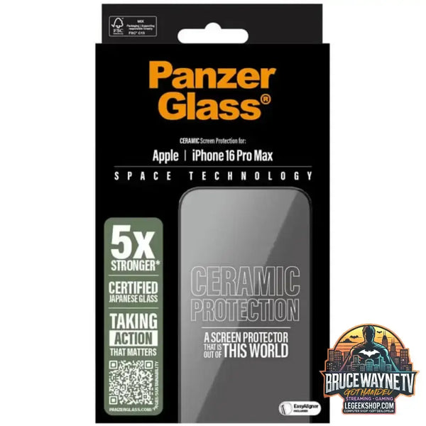PanzerGlass Ceramic Displayschutz Ultra-Wide Fit, Schutzfolie transparent, iPhone 16 Pro Max, EasyAligner - Beschaffenheit: Glänzend
