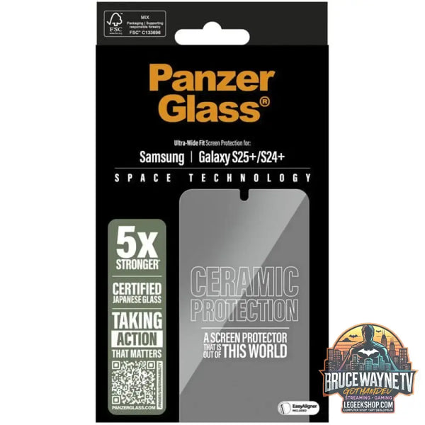 PanzerGlass Ceramic Displayschutz Ultra-Wide Fit, Schutzfolie transparent, Samsung Galaxy S25+ / S24+, EasyAligner - Beschaffenheit: Glänzend