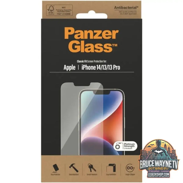 PanzerGlass Classic Fit Bildschirmschutz, Schutzfolie transparent, iPhone 14, 13, 13 Pro - Beschaffenheit: Glänzend