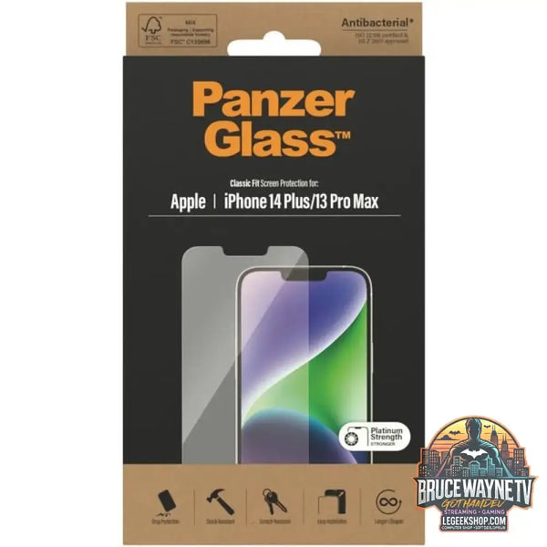 PanzerGlass Classic Fit Bildschirmschutz, Schutzfolie transparent, iPhone 14 Plus, 13 Pro Max - Beschaffenheit: Glänzend