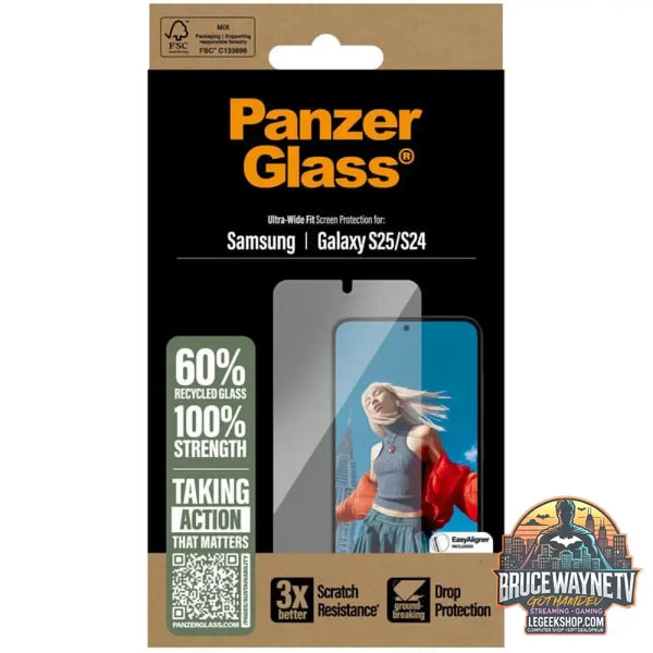 PanzerGlass Displayschutz Ultra-Wide Fit, Schutzfolie transparent, Samsung Galaxy S25 / S24, EasyAligner - PanzerGlass