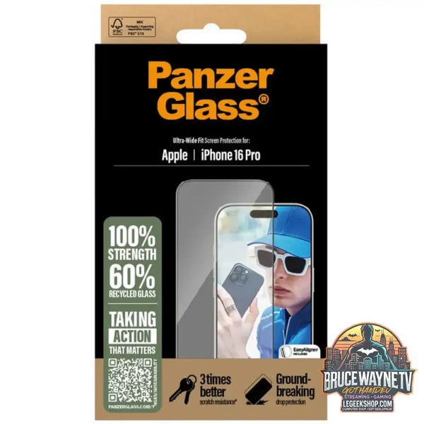 PanzerGlass Displayschutz Ultra-Wide Fit, Schutzfolie transparent, iPhone 16 Pro, EasyAligner - PanzerGlass