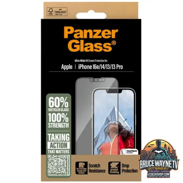 PanzerGlass Displayschutz Ultra-Wide Fit, Schutzfolie transparent, iPhone 16e / 14 / 13 / 13 Pro, EasyAligner - PanzerGlass