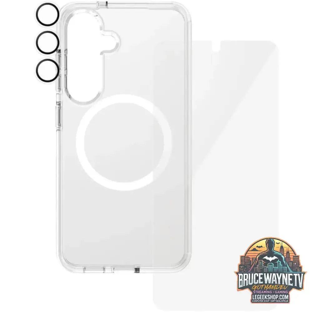 PanzerGlass Flagship 3-in-1 Set transparent/weiß, Samsung Galaxy S25, QI-kompatibel, EasyAligner - PanzerGlass - vue 2