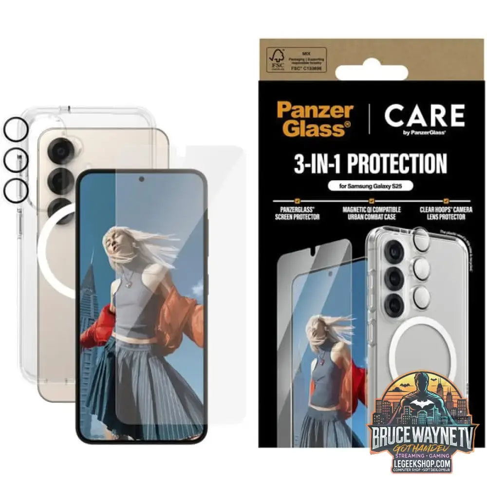 PanzerGlass Flagship 3-in-1 Set transparent/weiß, Samsung Galaxy S25, QI-kompatibel, EasyAligner - PanzerGlass - vue 4