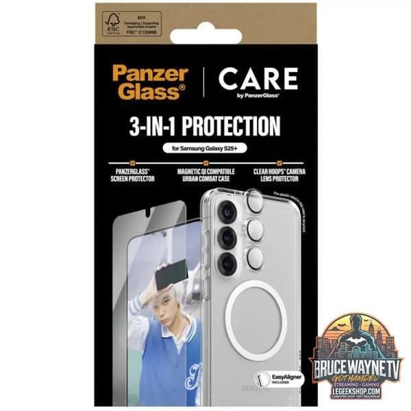 PanzerGlass Flagship 3-in-1 Set transparent/weiß, Samsung Galaxy S25+, QI-kompatibel, EasyAligner - PanzerGlass