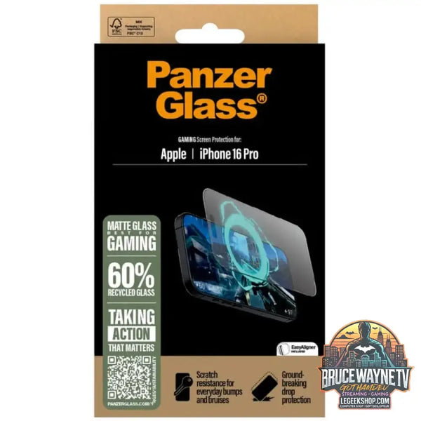 PanzerGlass Gaming Displayschutz Ultra-Wide Fit, Schutzfolie transparent, iPhone 16 Pro, EasyAligner - PanzerGlass