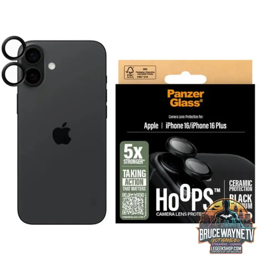 PanzerGlass Hoops Ceramic Kameraschutz, Schutzfolie schwarz, iPhone 16 / 16 Plus - PanzerGlass - vue 4