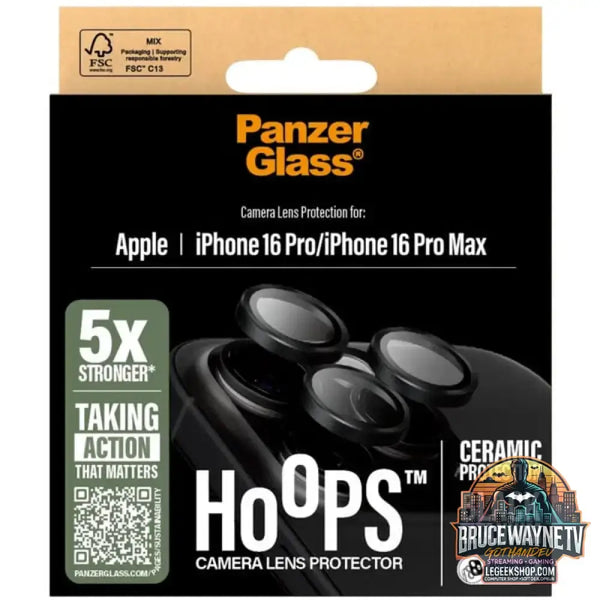 PanzerGlass Hoops Ceramic Kameraschutz, Schutzfolie schwarz, iPhone 16 Pro / 16 Max - PanzerGlass