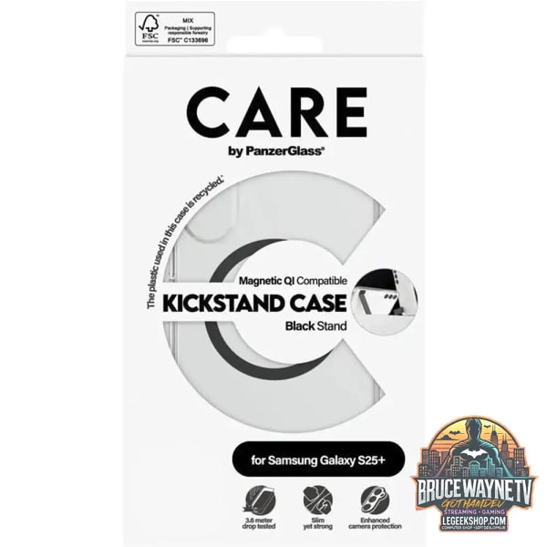 PanzerGlass Kickstand Case, Handyhülle transparent/schwarz, Samsung Galaxy S25+, QI-kompatibel - PanzerGlass