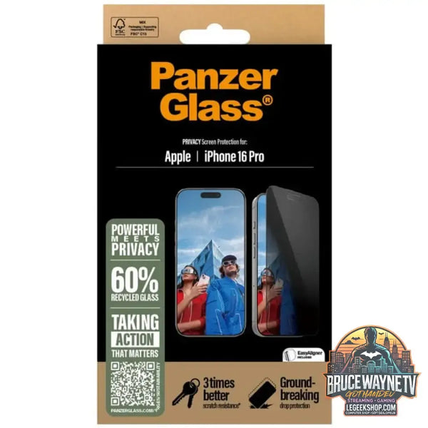 PanzerGlass Privacy Displayschutz Ultra-Wide Fit, Schutzfolie transparent, iPhone 16 Pro - PanzerGlass