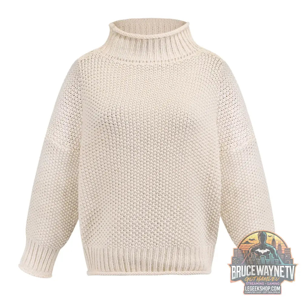 🧶 Pull Femme Col Roulé Tricoté Uni Casual 🧶 - Pull Femme