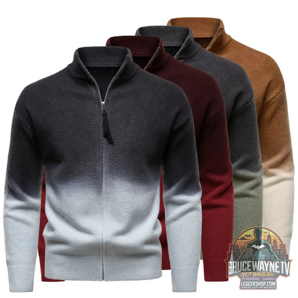 Pull Homme Col Dégradé Zip Style Britannique Nylon - Pull Homme