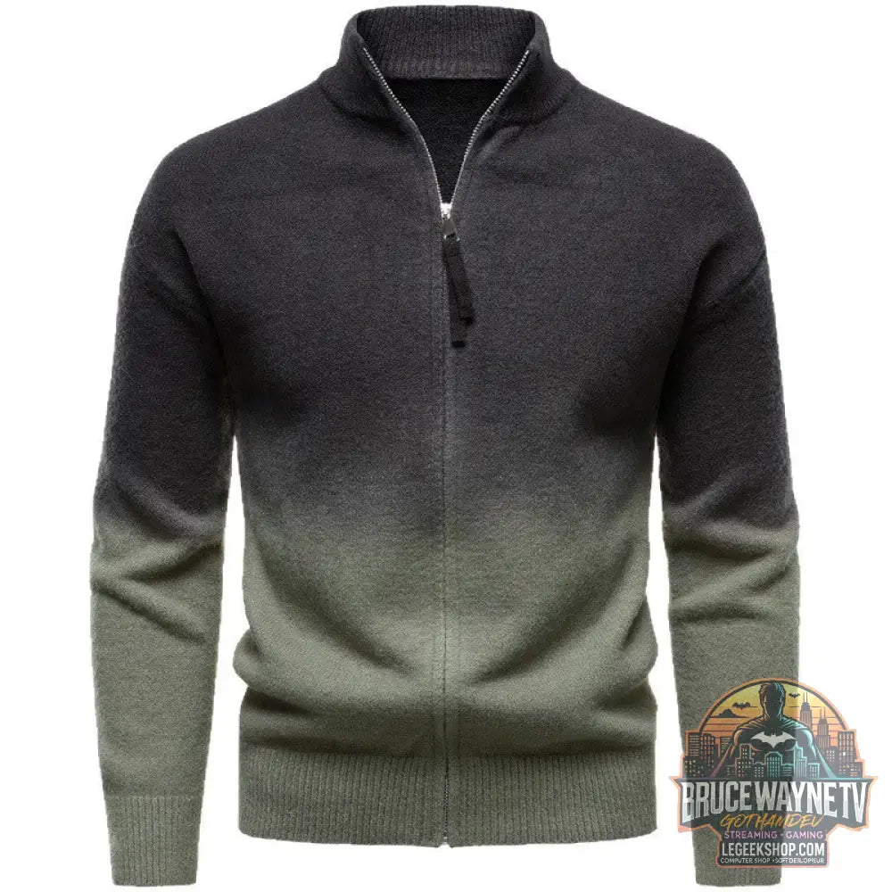 Pull Homme Col Dégradé Zip Style Britannique Nylon - Pull Homme