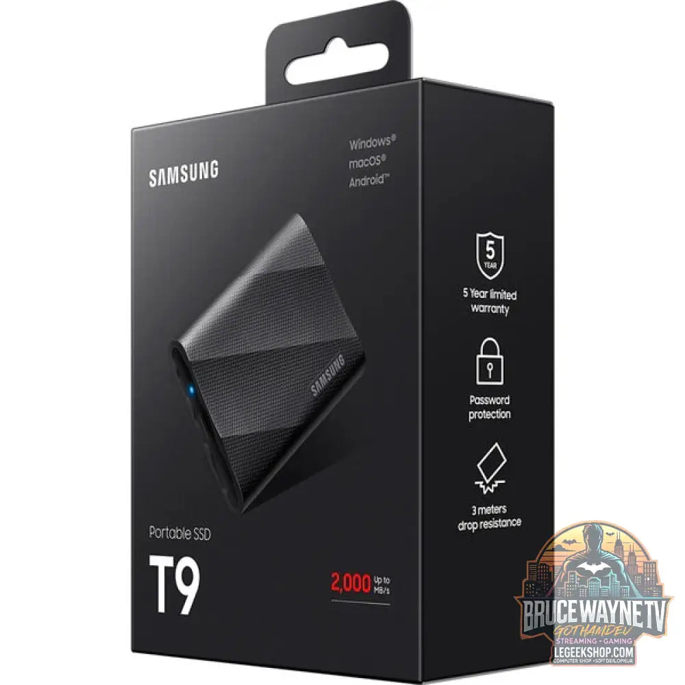 Samsung Portable SSD T9 2 TB, Externe SSD noir, USB 3.2 Gen 2x2 (20Gbps) - Samsung - vue 4