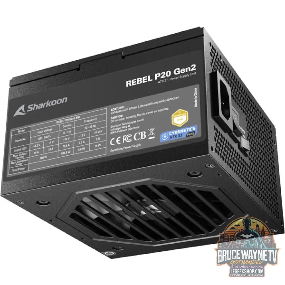 Sharkoon Rebel P20 Gen2 850 Black, alimentation PC - Sharkoon - vue 6
