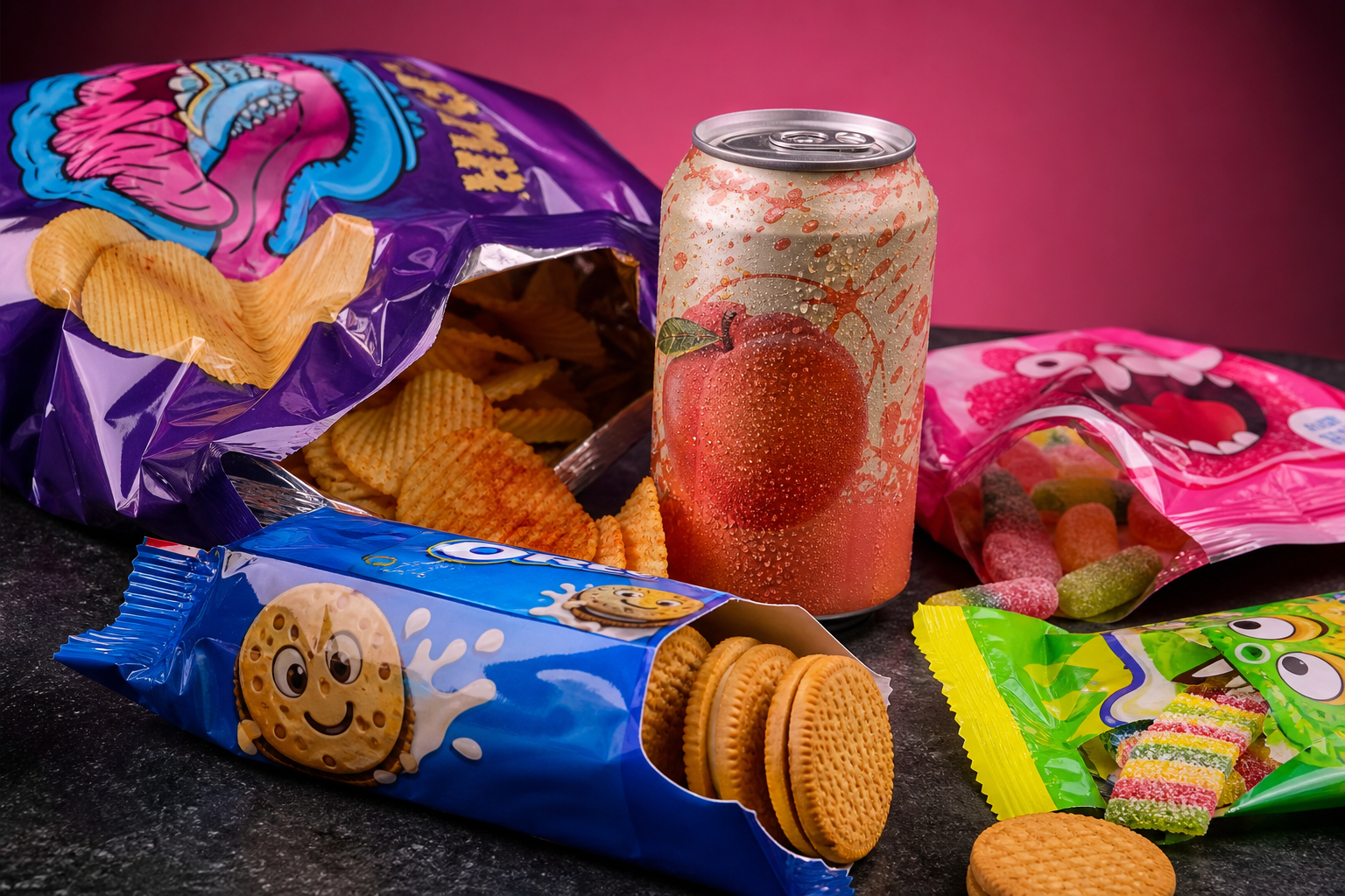 Détail snacks internationaux sucré salé boissons