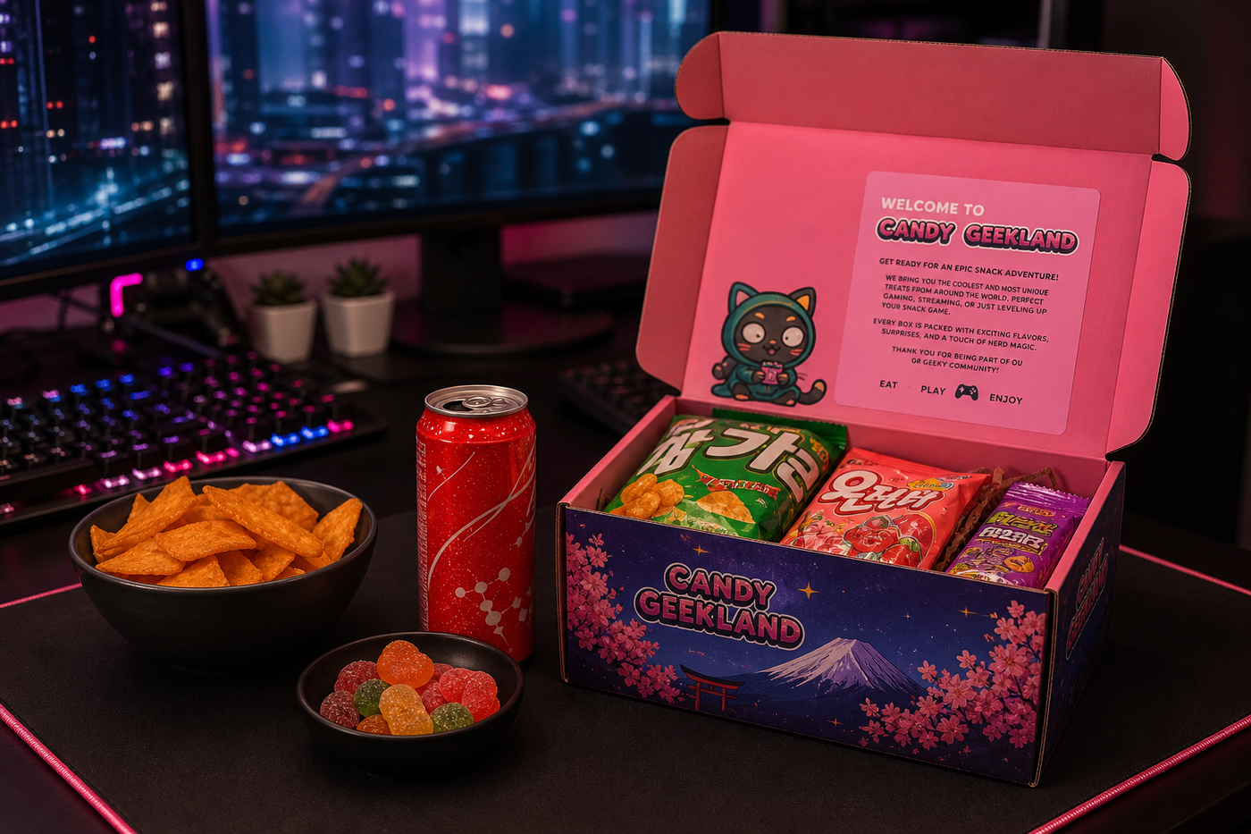 Snack Box sur bureau gaming / stream