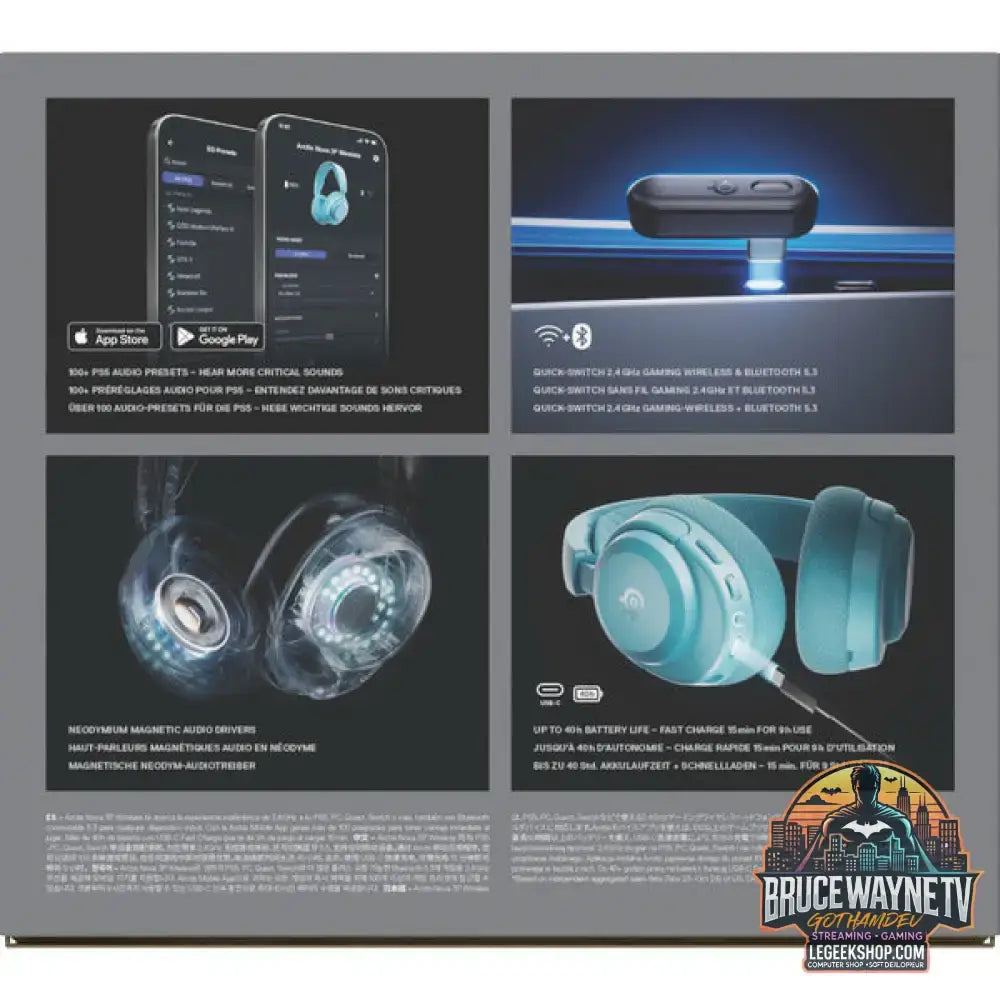 Arctis Nova 3P Wireless Aqua - SteelSeries - vue 10