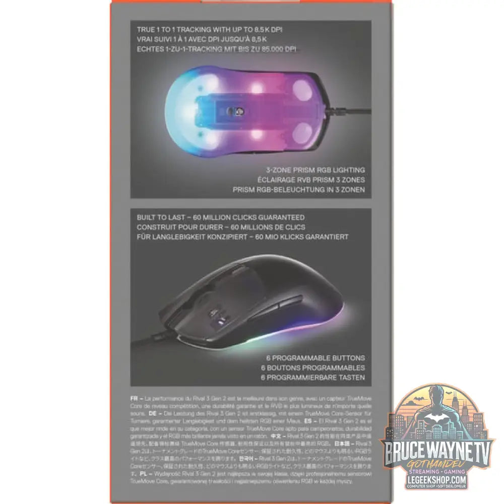 SteelSeries Rival 3 Gen 2, souris gaming - vue 9