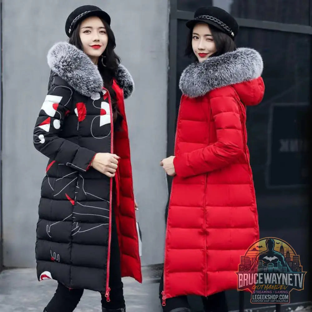 Student cotton coat women’s mid-length - Red / XXL