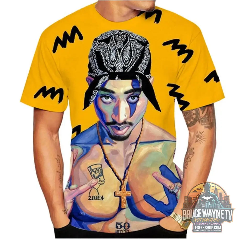 T-Shirt Homme Harajuku 2Pac Hip Hop Graphique Été - S49TX7208 / XXXL - T-Shirt Homme