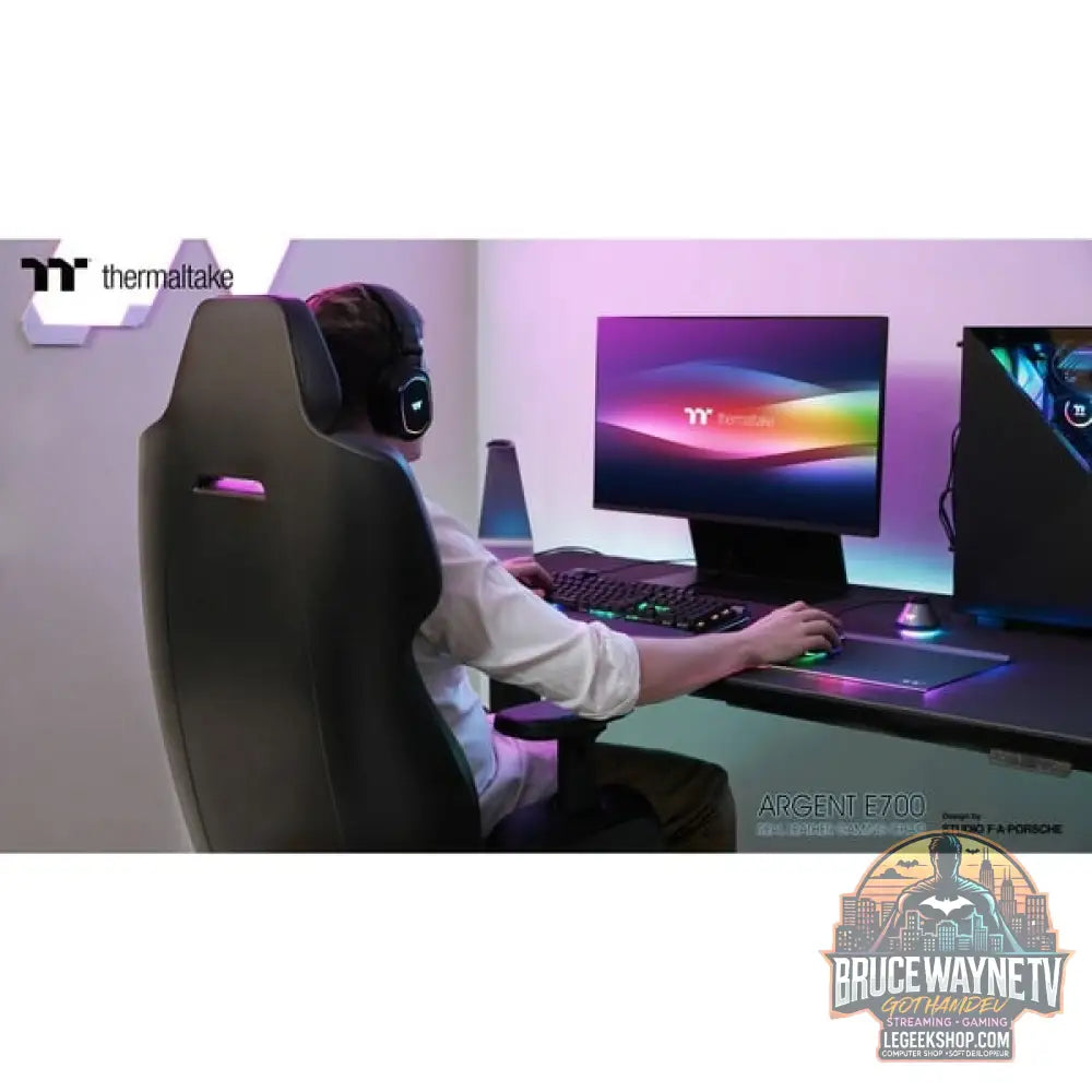 Thermaltake chaise gaming ARGENT E700 Storm Black - Thermaltake - vue 23