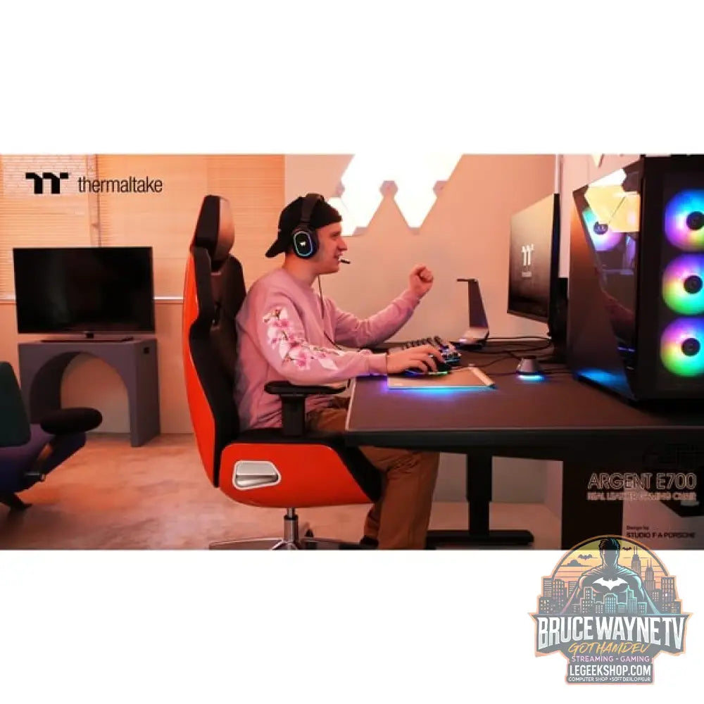 Thermaltake chaise gaming ARGENT E700 Storm Black - Thermaltake - vue 20