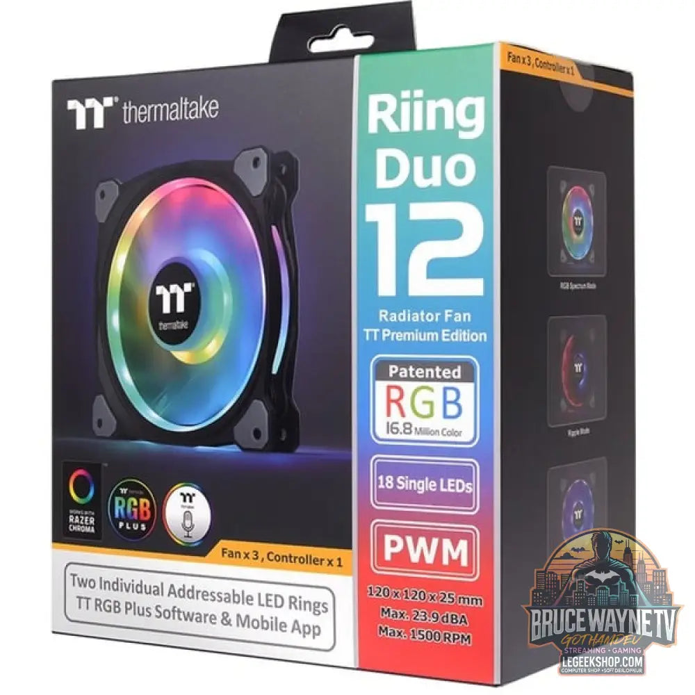 Thermaltake Riing Duo 12 RGB Radiator Fan 3 Pack, Gehäuselüfter - Thermaltake - vue 9