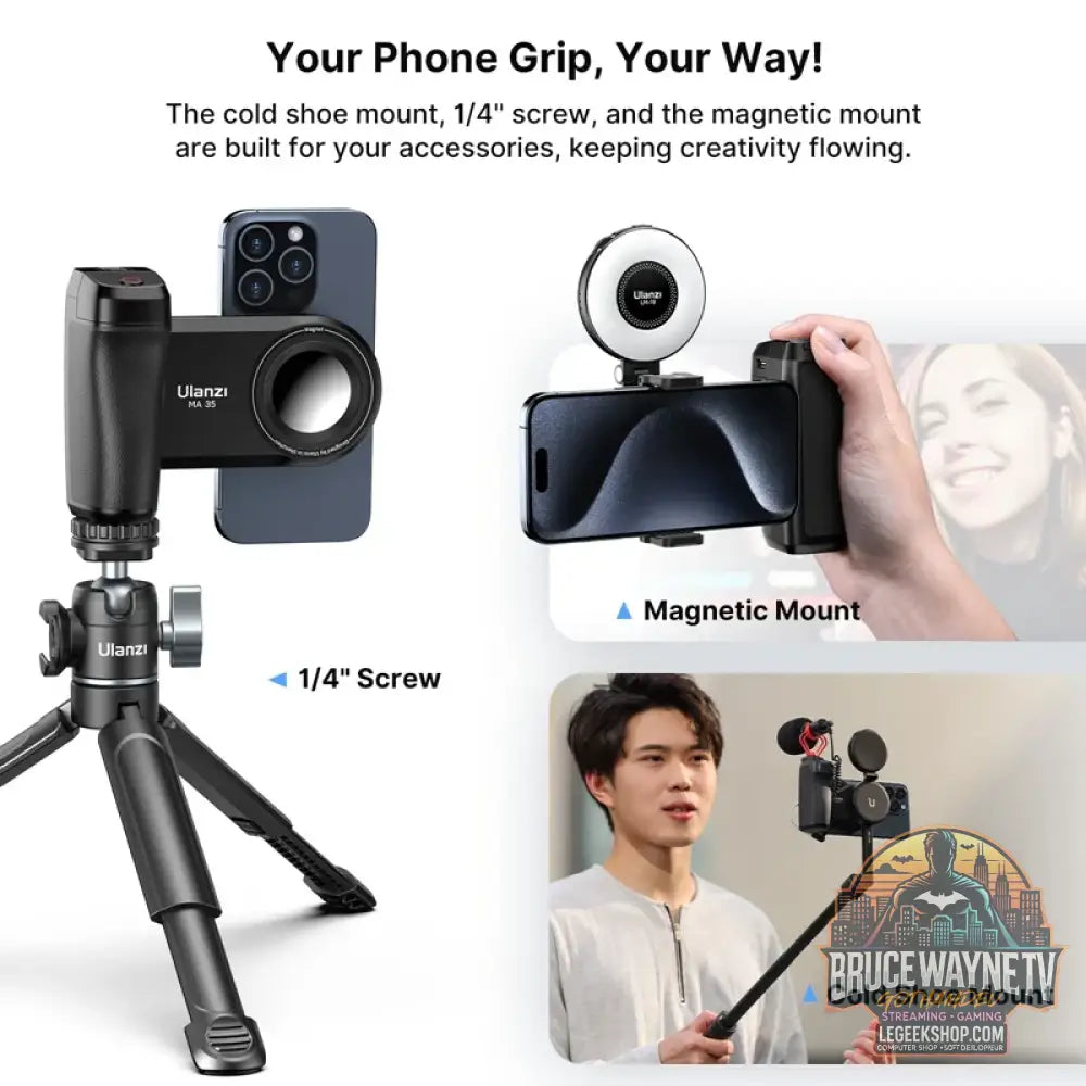 Ulanzi MA35 Poignée Smartphone MagSafe Obturateur Bluetooth - Stabilisateur Photo Vidéo - Accessoires Photo & Vidéo