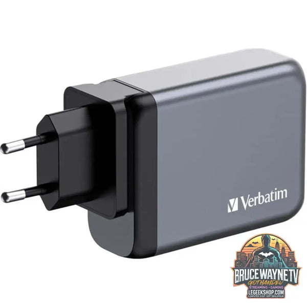 Verbatim GaN-Ladegerät 100W, 1x USB-A, 3x USB-C grau, PD 3.0, QC 3.0 - Verbatim