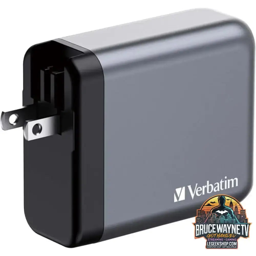 Verbatim GaN-Ladegerät 140W, 1x USB-A, 3x USB-C grau, PD 3.1, PD 3.0, QC 3.0 - Verbatim - vue 3
