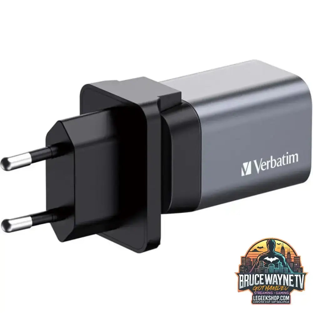 Verbatim GaN-Ladegerät 35W, 1x USB-A, 1x USB-C grau, PD 3.0, QC 3.0 - Verbatim - vue 2