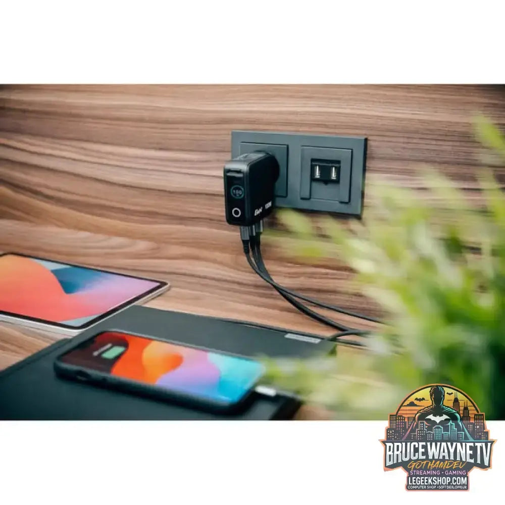 Verbatim Mini-GaN-Ladegerät mit Display schwarz, 100 Watt Gesamtleistung - Verbatim - vue 4
