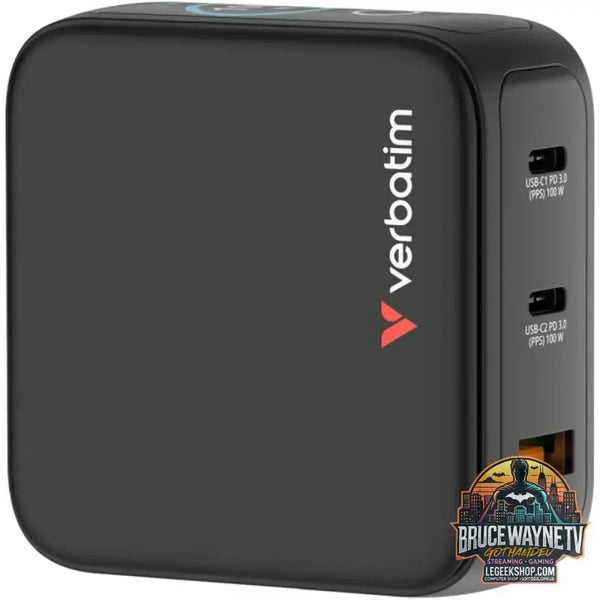 Verbatim Mini-GaN-Ladegerät mit Display schwarz, 100 Watt Gesamtleistung - Verbatim