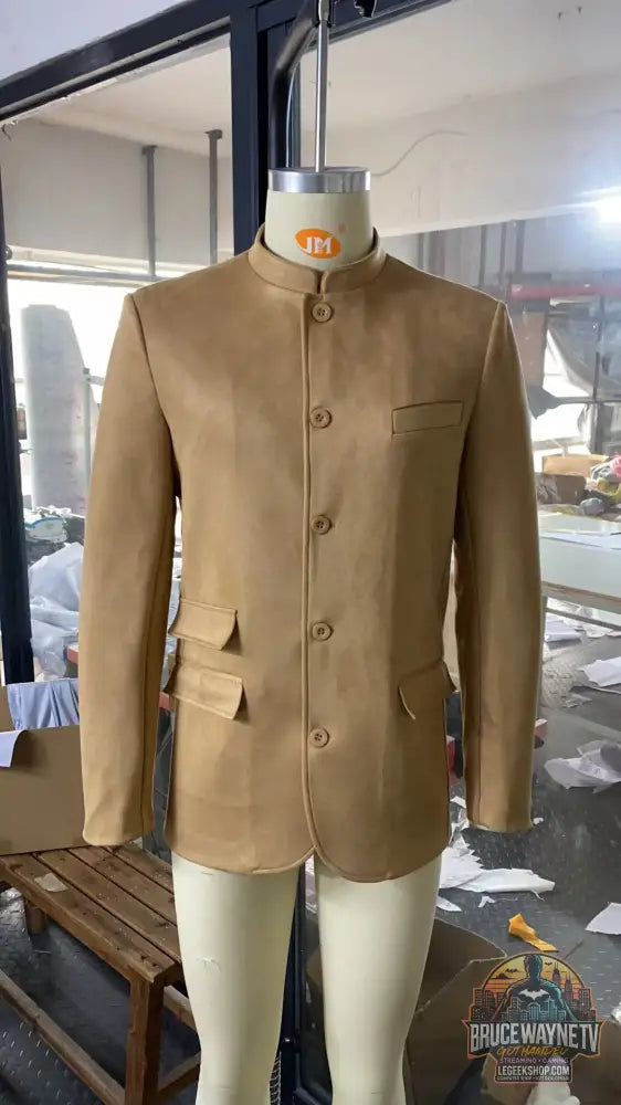 Veste Blazer Homme Business Casual Col Montant Automne Hiver Marron - Veste Homme