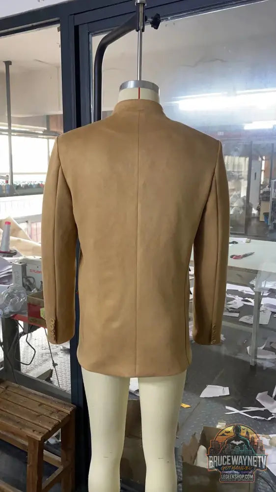 Veste Blazer Homme Business Casual Col Montant Automne Hiver Marron - Veste Homme