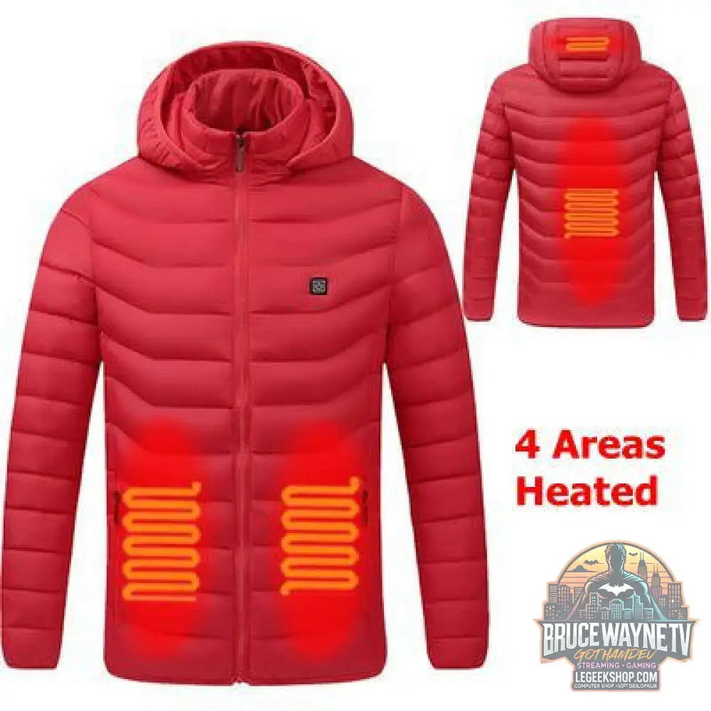 Veste Chauffante Homme USB Rechargeable Hiver - 4zone heating red / M - Veste Chauffante Homme