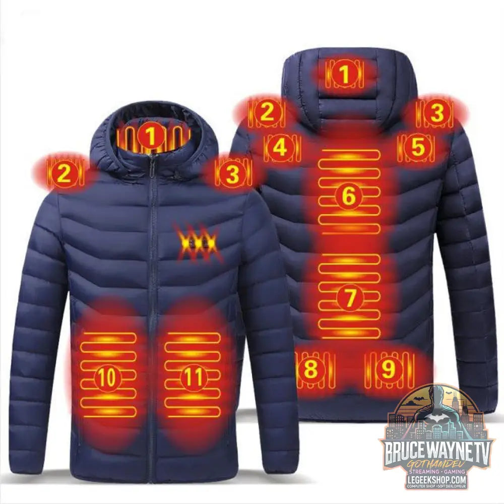 Veste Chauffante Homme USB Rechargeable Hiver - Double switch 11Zone blue / M - Veste Chauffante Homme