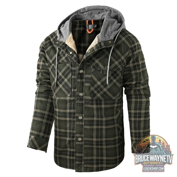 Veste Chemise Carreaux Homme Doublée Polaire Capuche Hiver - Veste Chemise Homme