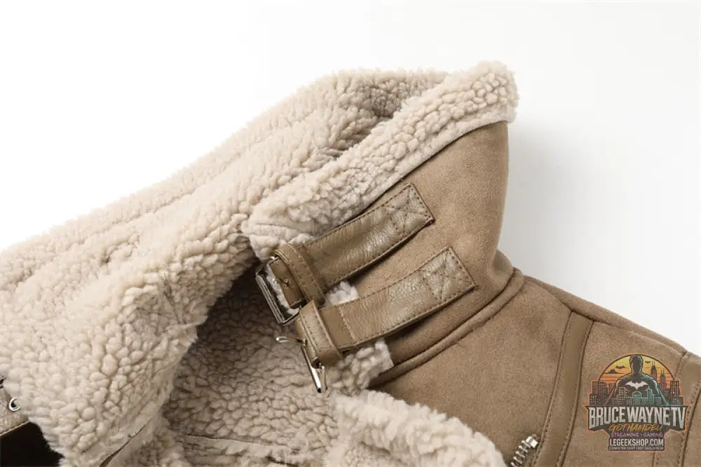 Veste Femme Laine Agneau Courte Motard Hiver Chaude - Veste Femme