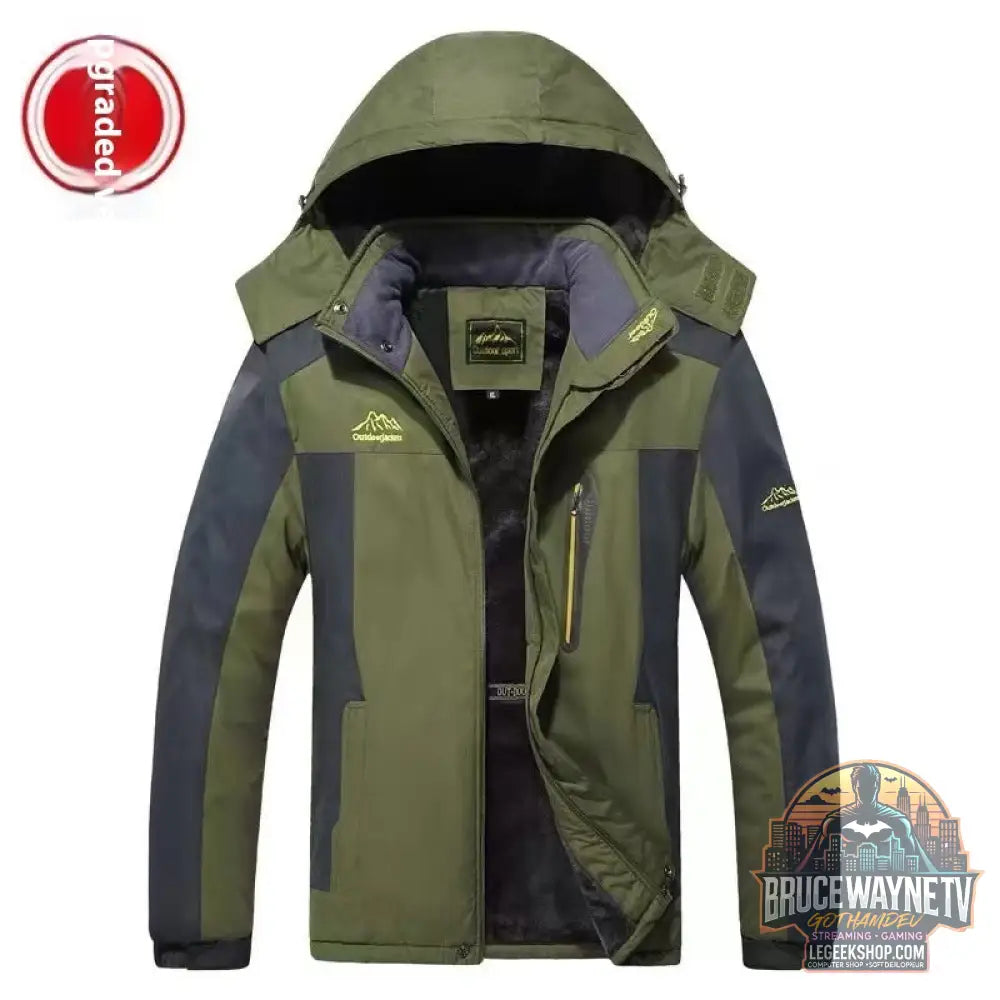 Veste Hiver Homme Capuche Polaire Imperméable Coupe-Vent - Army Green / M - Veste Homme