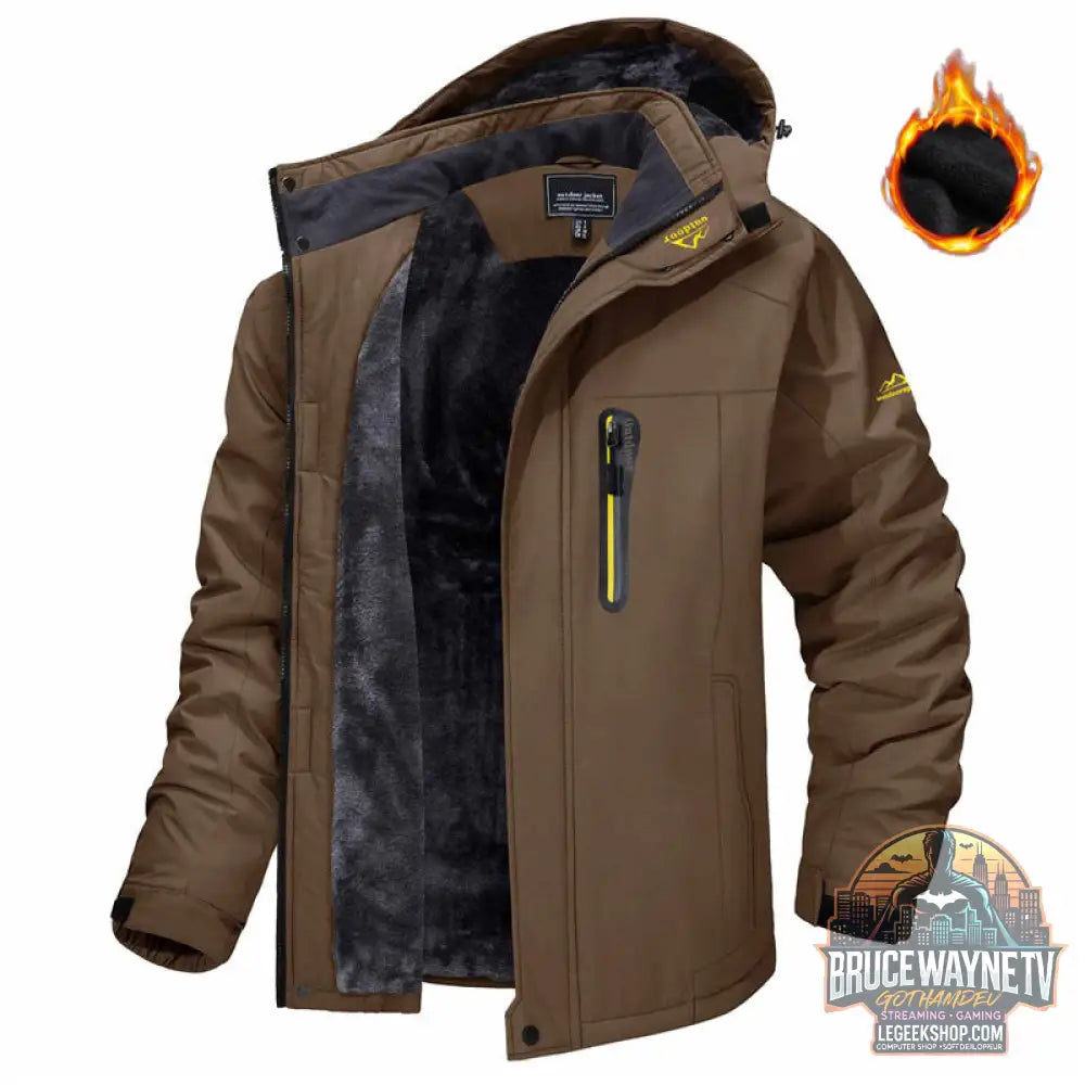 Veste Hiver Homme Capuche Polaire Imperméable Coupe-Vent - coffee / XL - Veste Homme