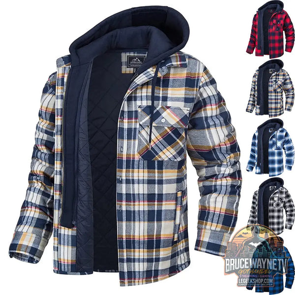 🧥 Veste Homme Carreaux Capuche Rembourrée Hiver Chaud 🧥 - Veste Homme