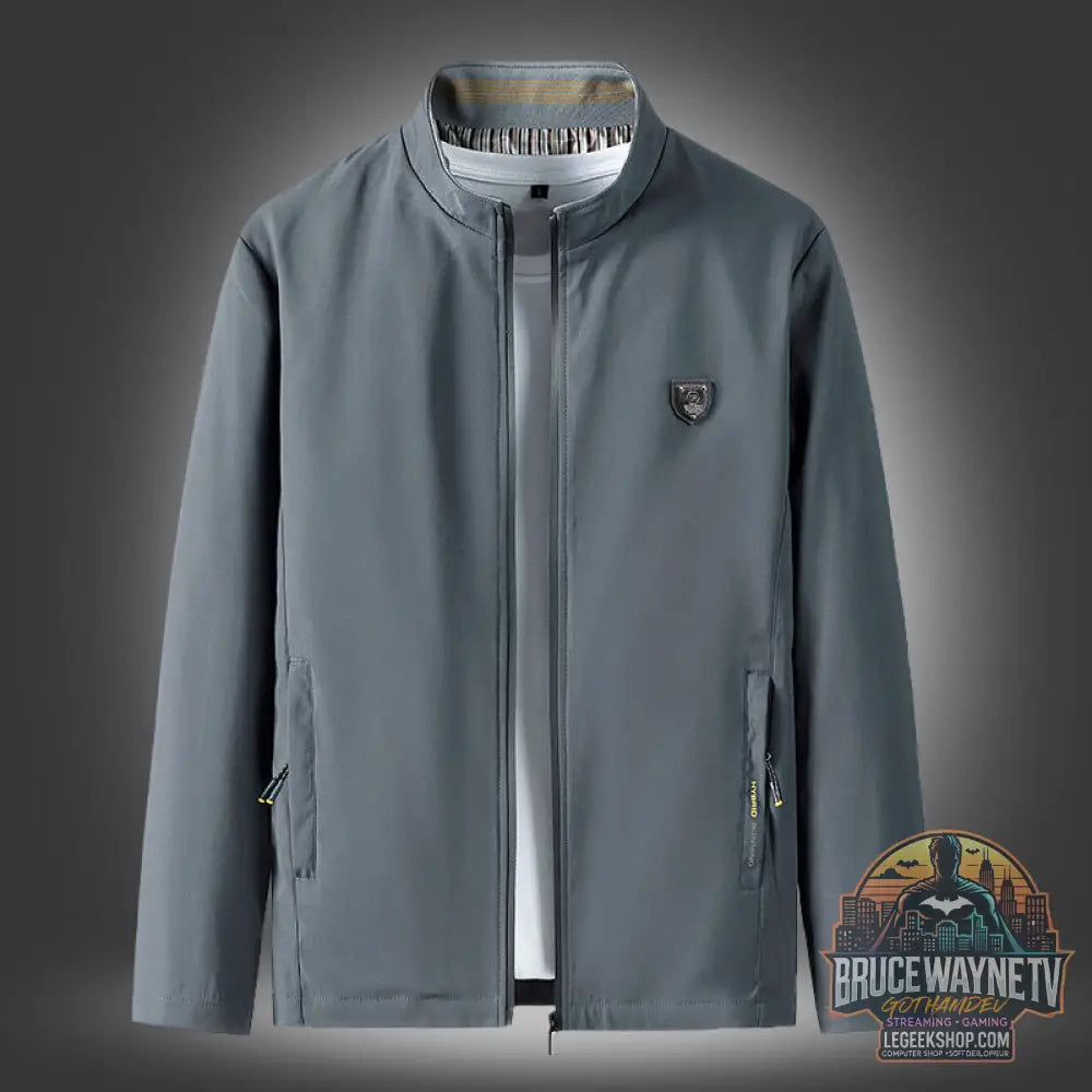 Veste Homme Casual Col Montant Zip Printemps Automne - Grey / M - Veste Homme