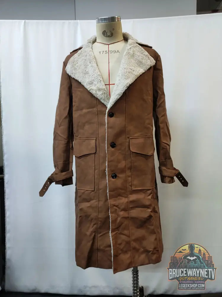 Veste Longue Cuir Suédé Homme Doublée Polaire Hiver - Brown / S - Veste Longue Homme