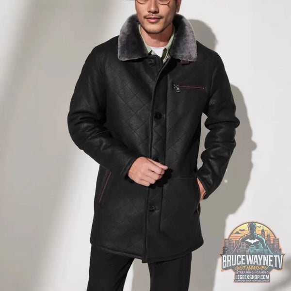 Veste Matelassée Fourrure Homme Boutons Longue Hiver - Veste Matelassée Homme