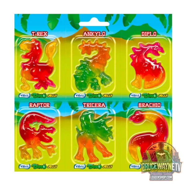 Vidal Dino Jelly 6 bonbons gélifiés en forme de dinosaure de 11g (paquet de 11) - Snacks & boissons importés