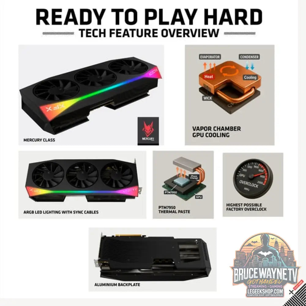 XFX Radeon RX 9070 XT Quicksilver, carte graphique noir, RDNA4, GDDR6, 3x DisplayPort, 1x HDMI 2.1 - XFX - vue 6