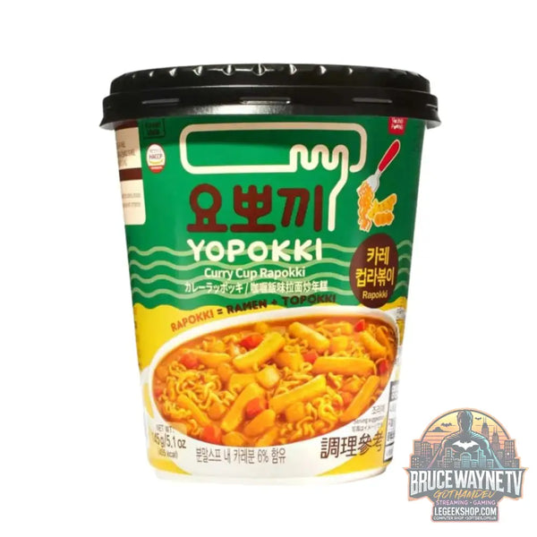 Yopokki Curry Cup Rapokki nouilles et topokki instantanés au curry de 145g (Paquet de 16) - Snacks & boissons importés